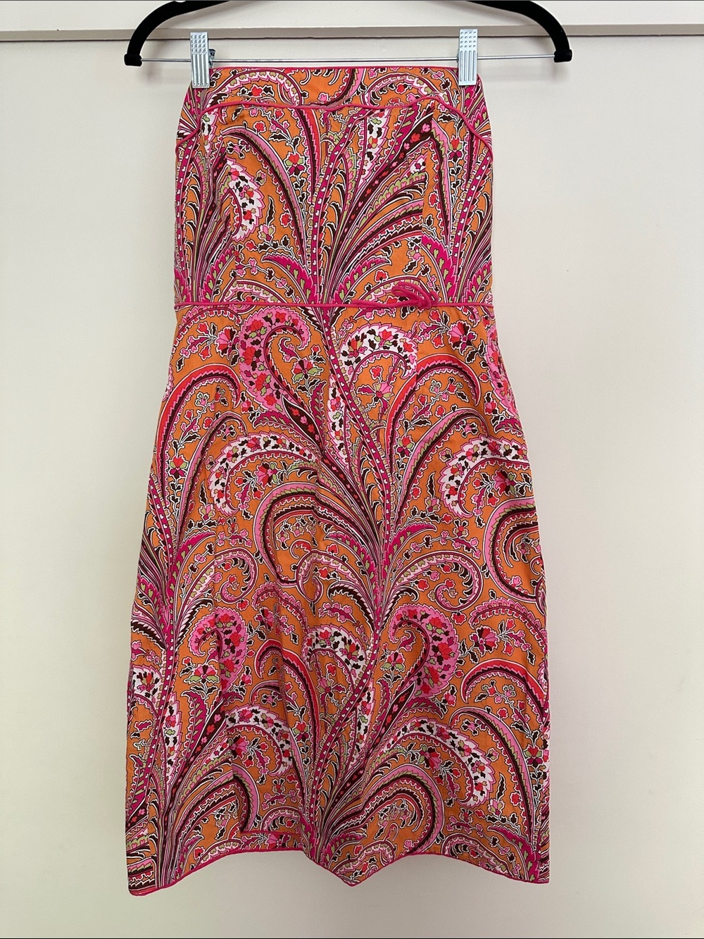 J. Crew Pink and Orange Paisley Midi Dress